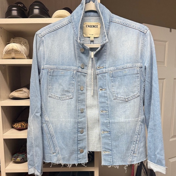 L'AGENCE Faded Blue Jean Jacket - Picture 1 of 4